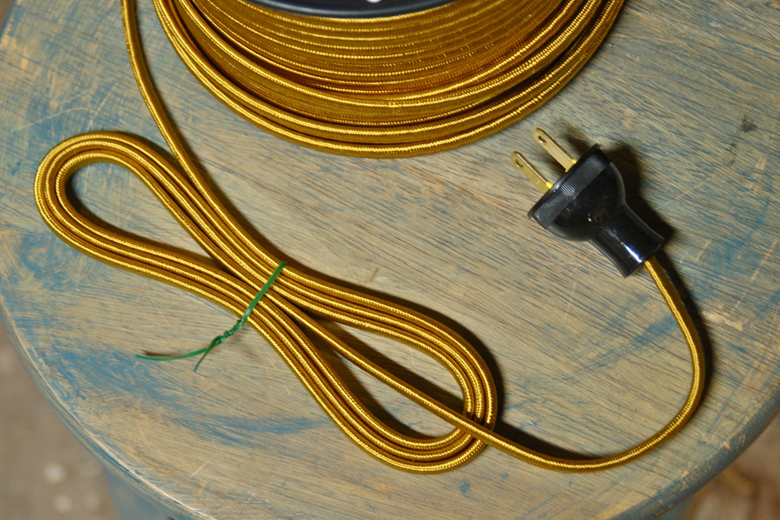 Gold 2-Wire Cloth Covered Cord, 18ga. Vintage Style Lamps, Antique Lights, Rayon