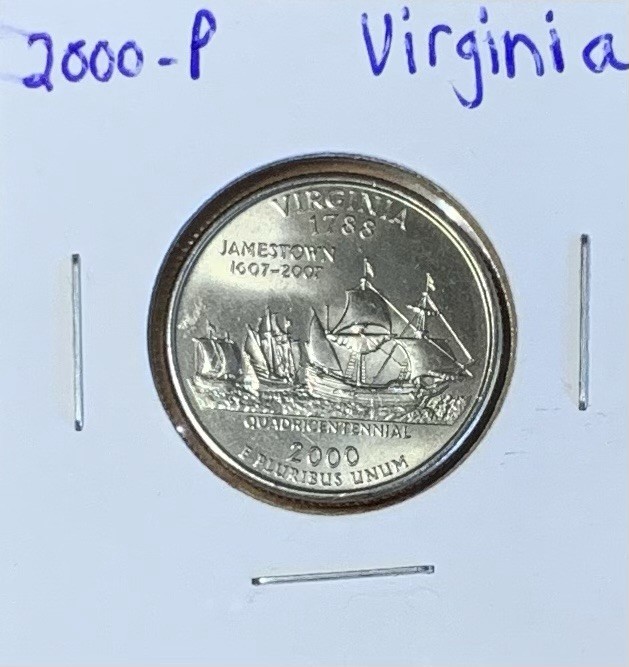 2000-P Virginia State Quarter Mint State *Nice Luster Sleeved