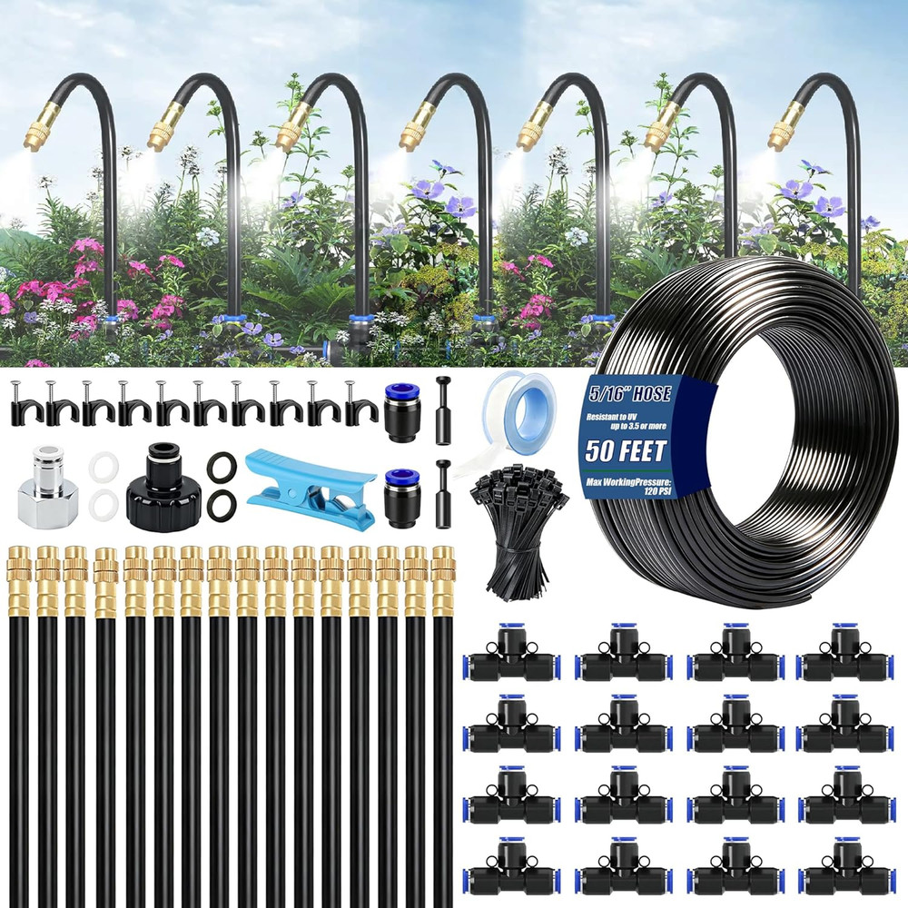 360° Curved Garden Automatic Irrigation System—50Ft Drip Irrigation System for G