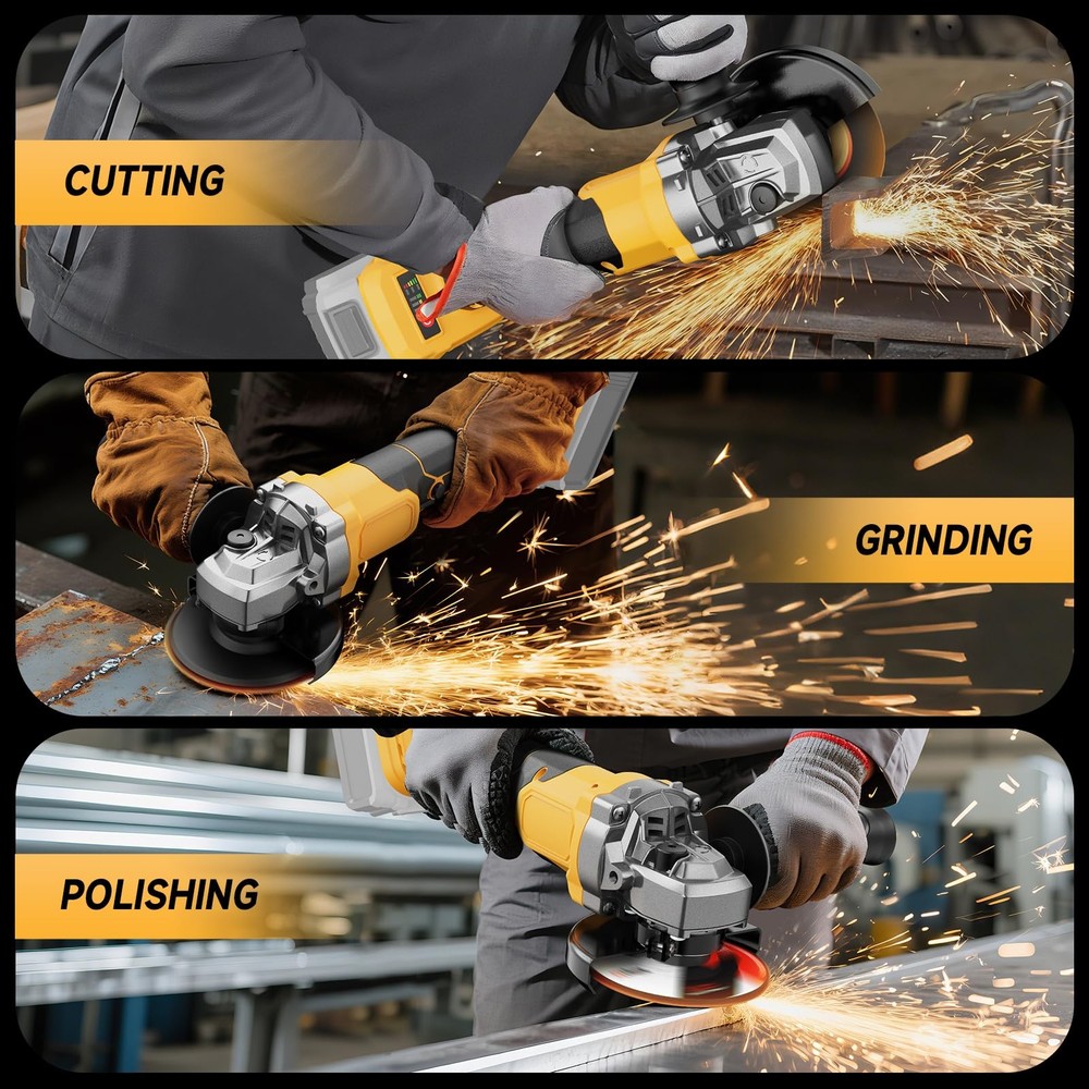 Cordless Angle Grinder, Brushless 4-1/2” Power Grinder Compatible with DeWalt...