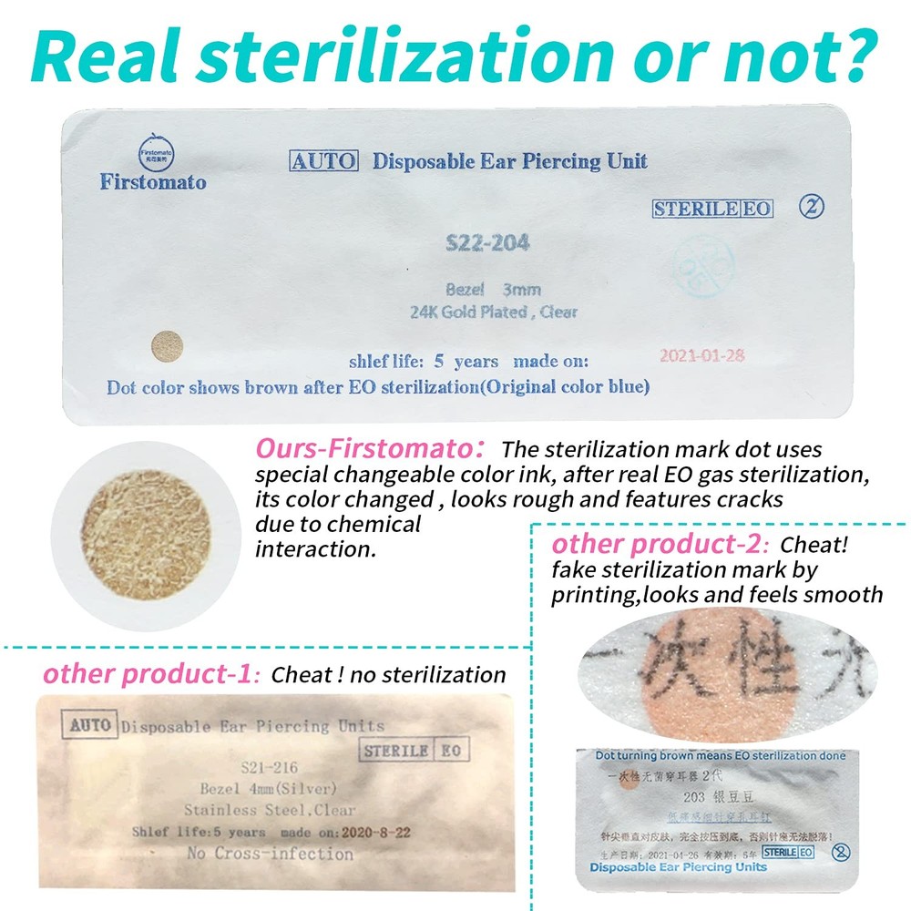 Firstomato 2PCS Disposable Ear Piercing Kit Ear Piercing Gun Self Use Ear Pie...