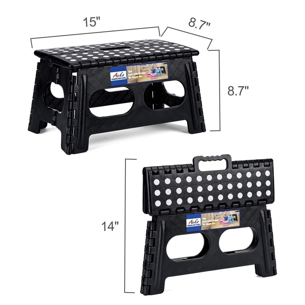 ACSTEP Folding Step Stool, Include Extra Wide Heavy Duty Stepping Stool and B...