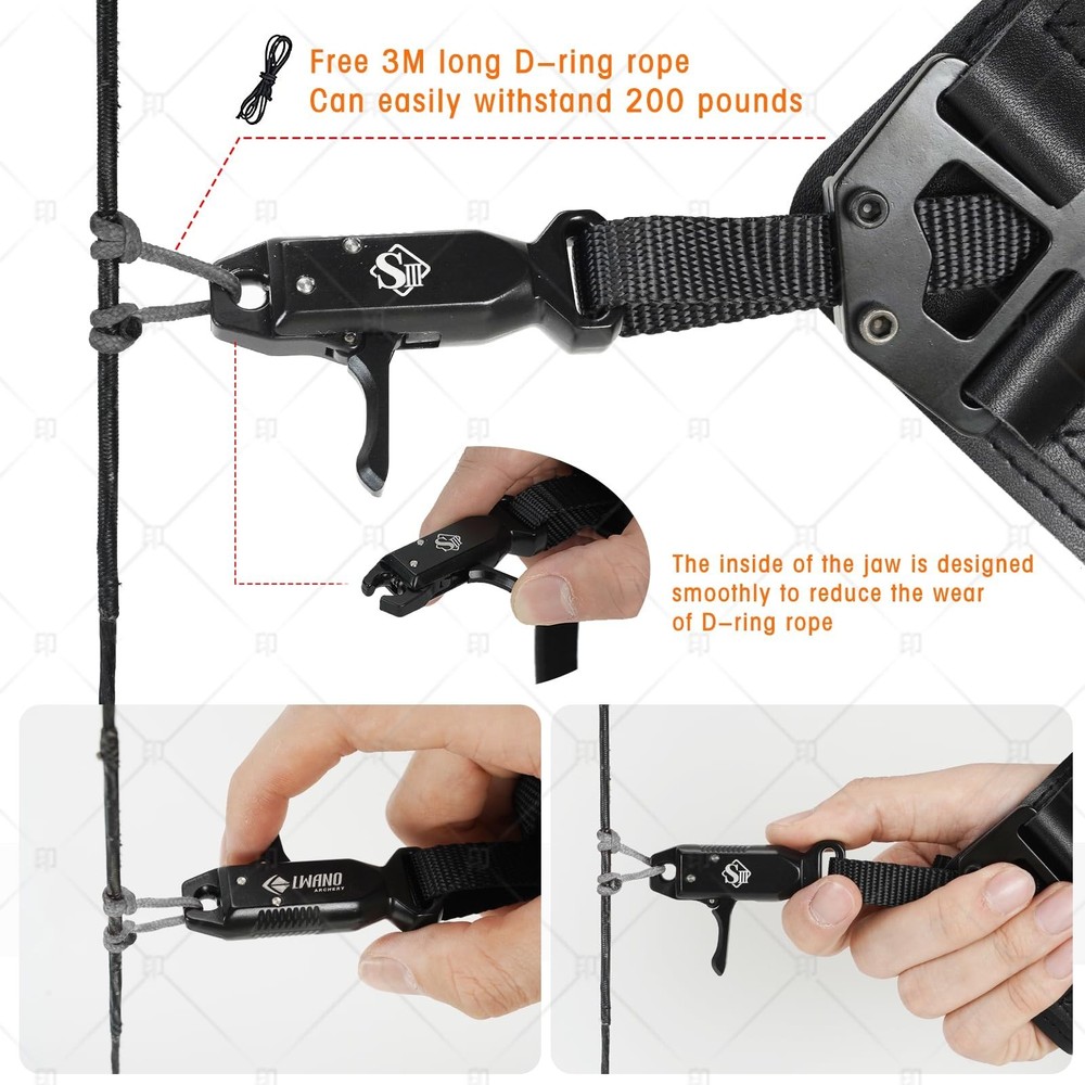 LWANO Archery Compound Bow Release Aids Trigger 360° Adjustable Wristband R