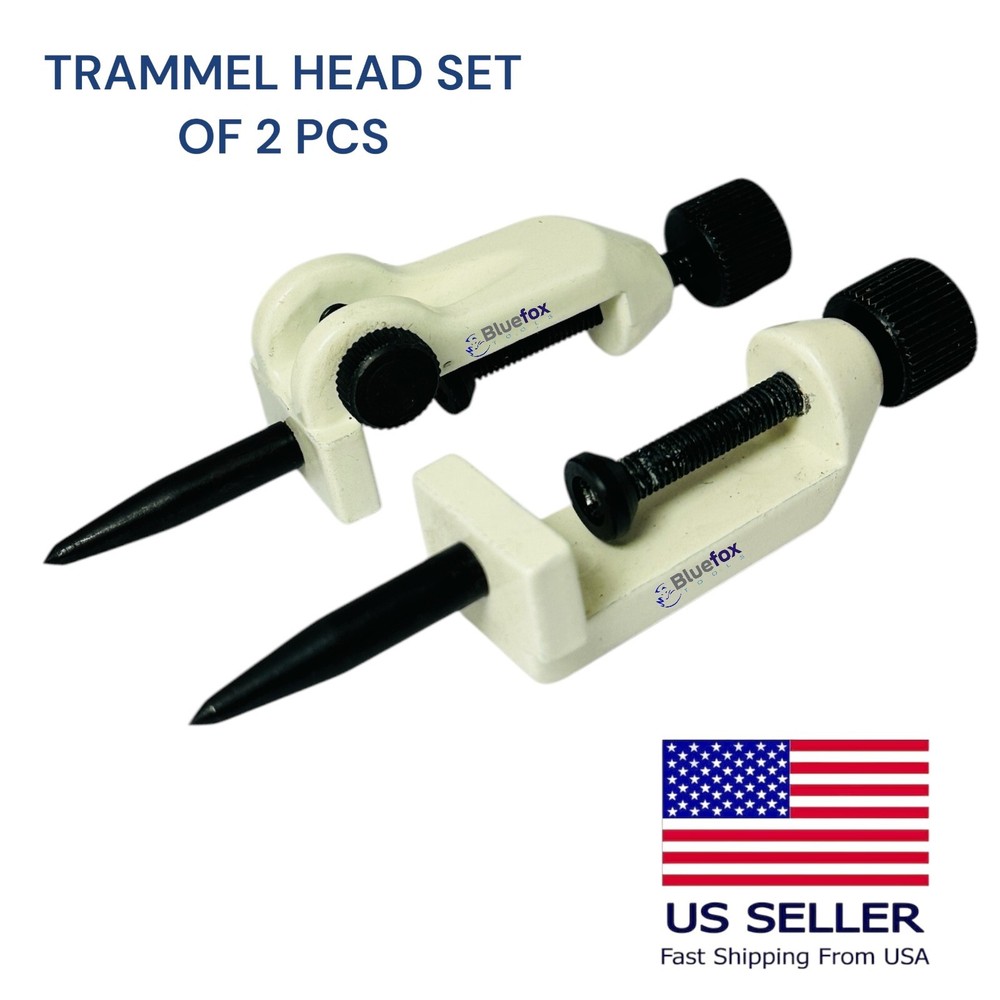 Compact Adjustable Trammel Head Set Beam Compass, Pencil Holders, Hardened Point