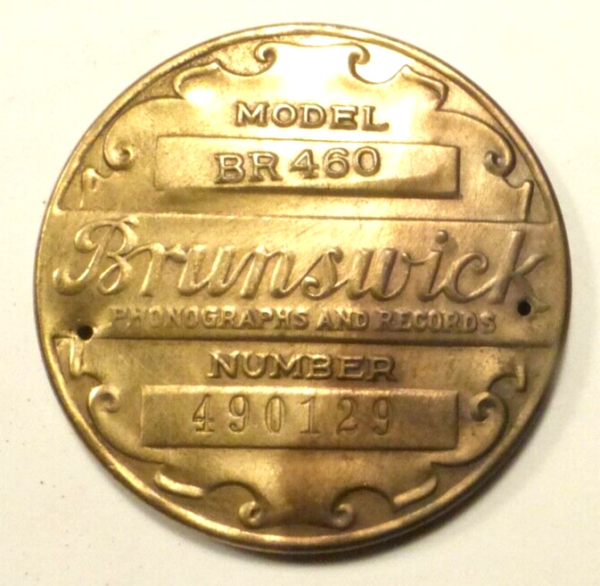 BRUNSWICK MODEL 460:  BRASS BRUNSWICK MODEL MEDALLION - 2" DIAMETER