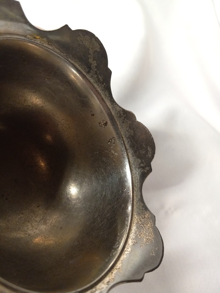 Silver Plate Bowl With Damage Has Mark But Cant Identify
