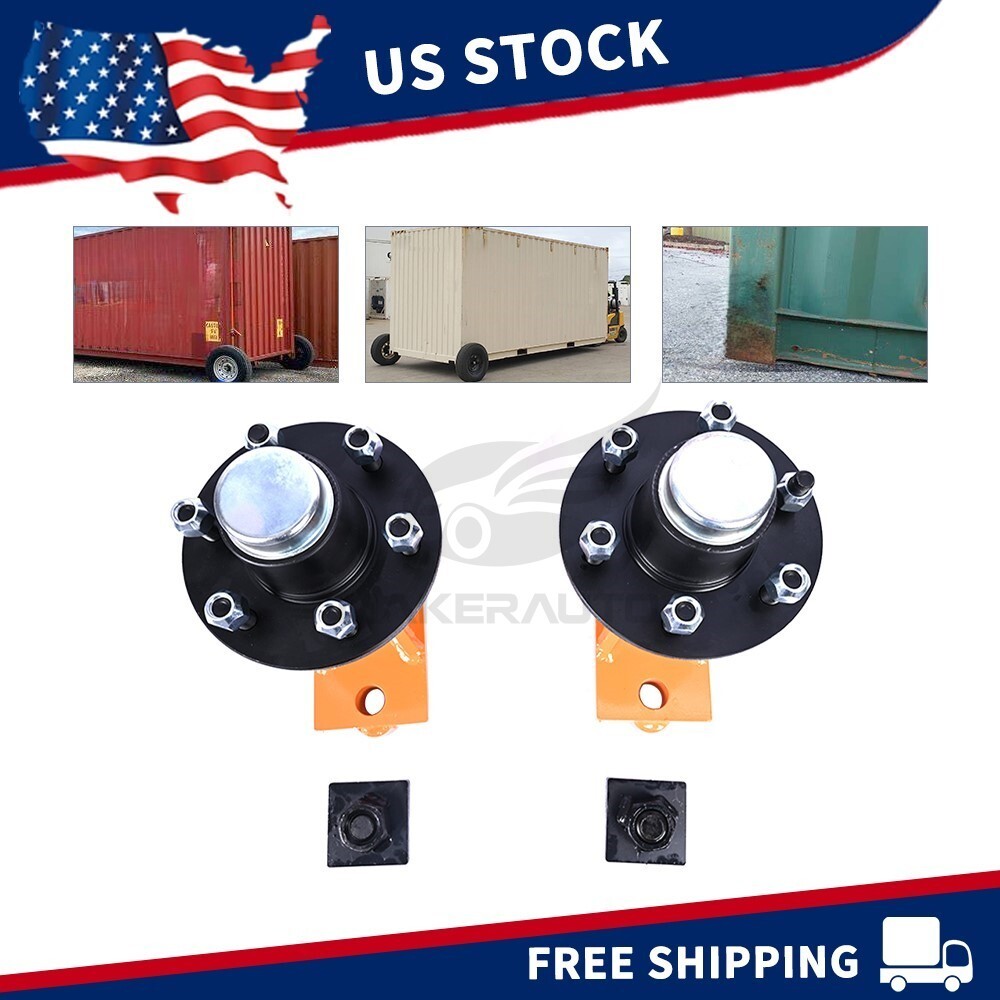 New 6x 5.5 Lug Superior Shipping Container Wheels, Bolt-on Spindle Kit(Pair)