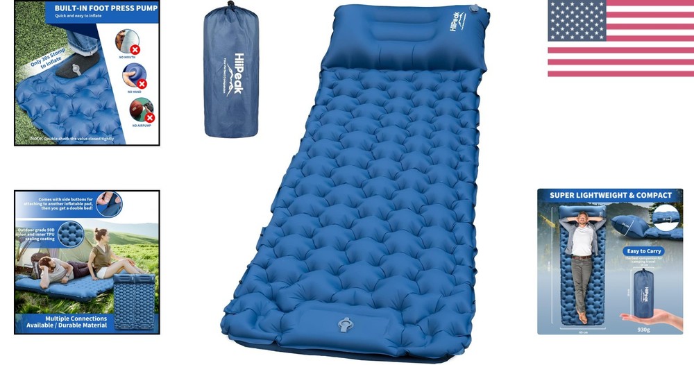 Compact Ultralight Sleeping Mat with Ergonomic Support - Ideal for Outdoor Use