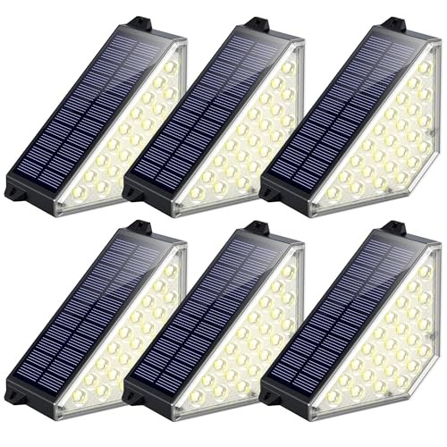 Solar Step Lights for Outside, 2 Adjustable Brightness, 2 Mounting 6 Pcs