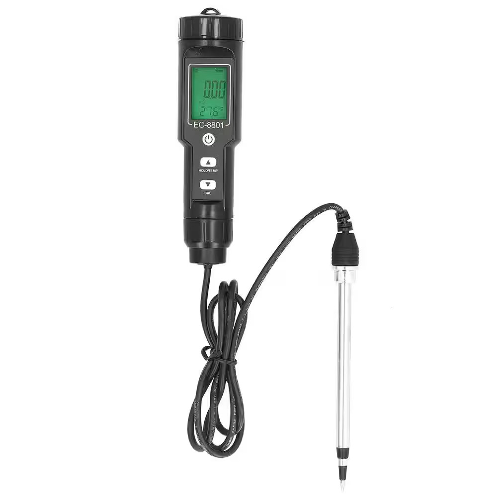 Digital Soil Tester LCD Backlight Display Soil EC Temperature Tester Portable Co