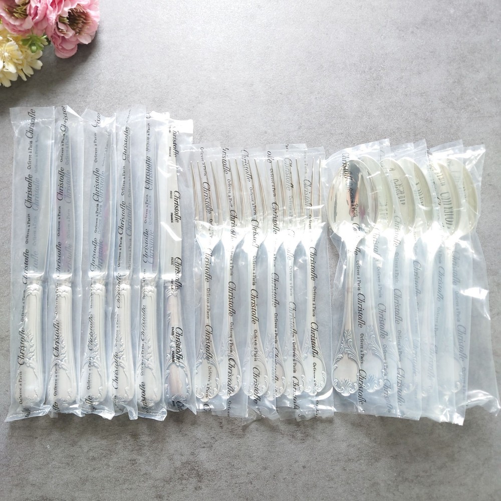 Christofle Marly 18pcs Silverplate Flatware Table Knife Fork Spoon BRAND NEW