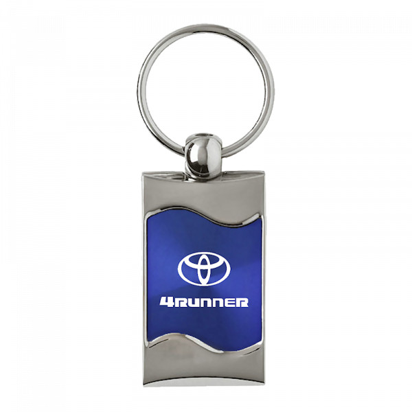 Toyota 4Runner Logo Rectangular Wave Key Chain Fob Ring Blue Official Licensed