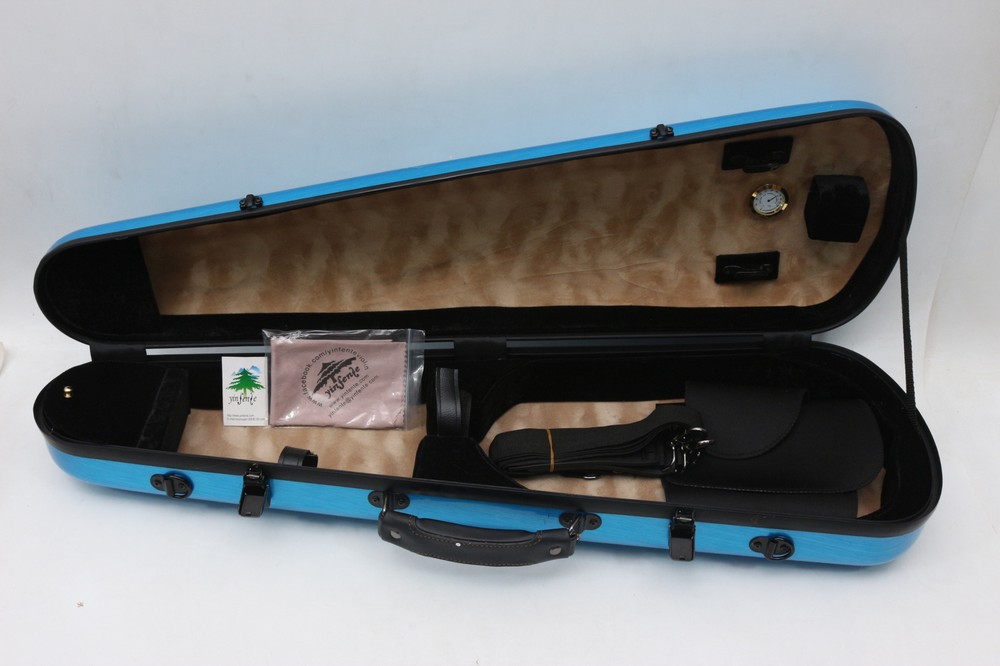 Hard Shell Violin Case 4/4 Full Size Violin Box Blue Violin Case with Straps bow