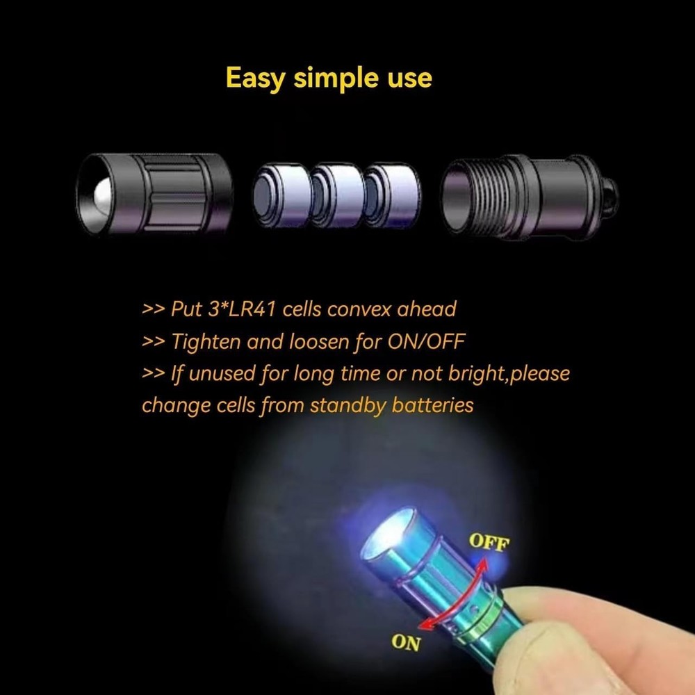 Tiny Keychain Light Micro LED Flashlight Small EDC Emergency Pocket Torch 15LM
