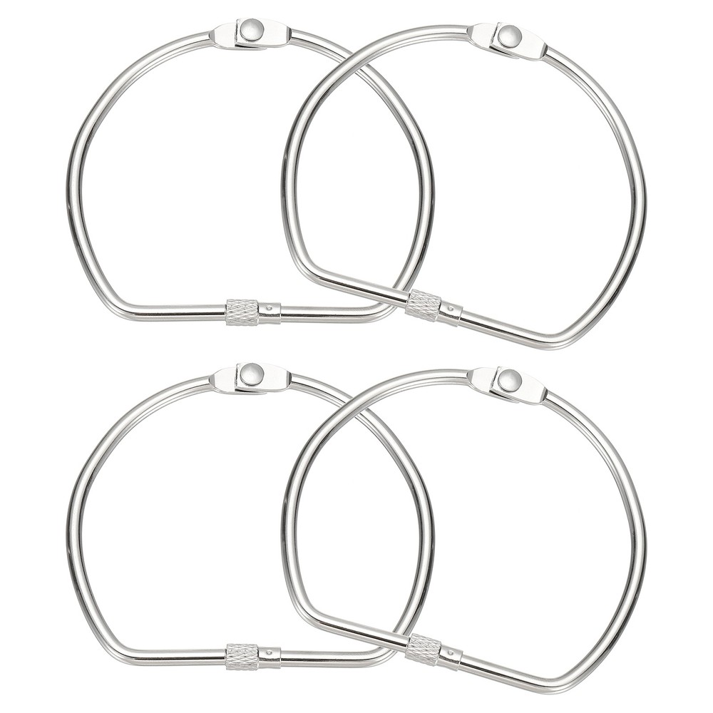 Loose Leaf Binder Rings 3 Inch, 4 Pcs Binder Rings D Shape, Silver