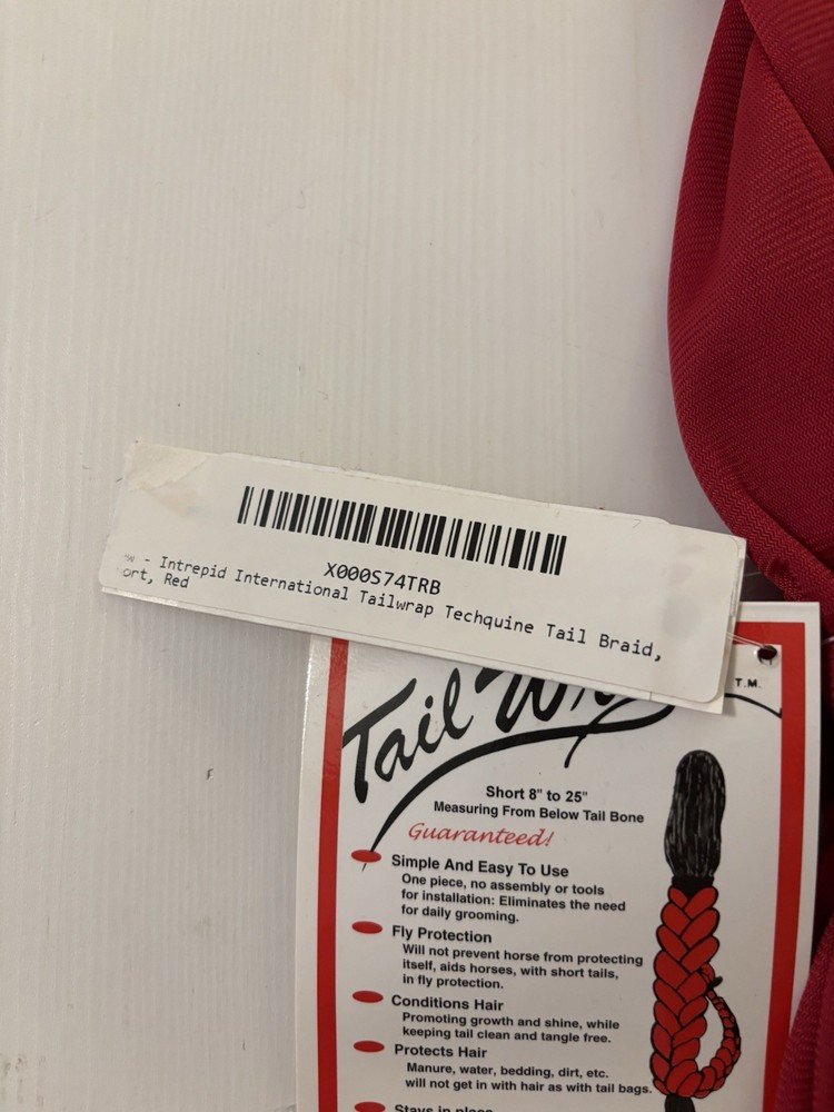 Intrepid International Red Tailwrap Techquine Horse Tail Braid Short 25”