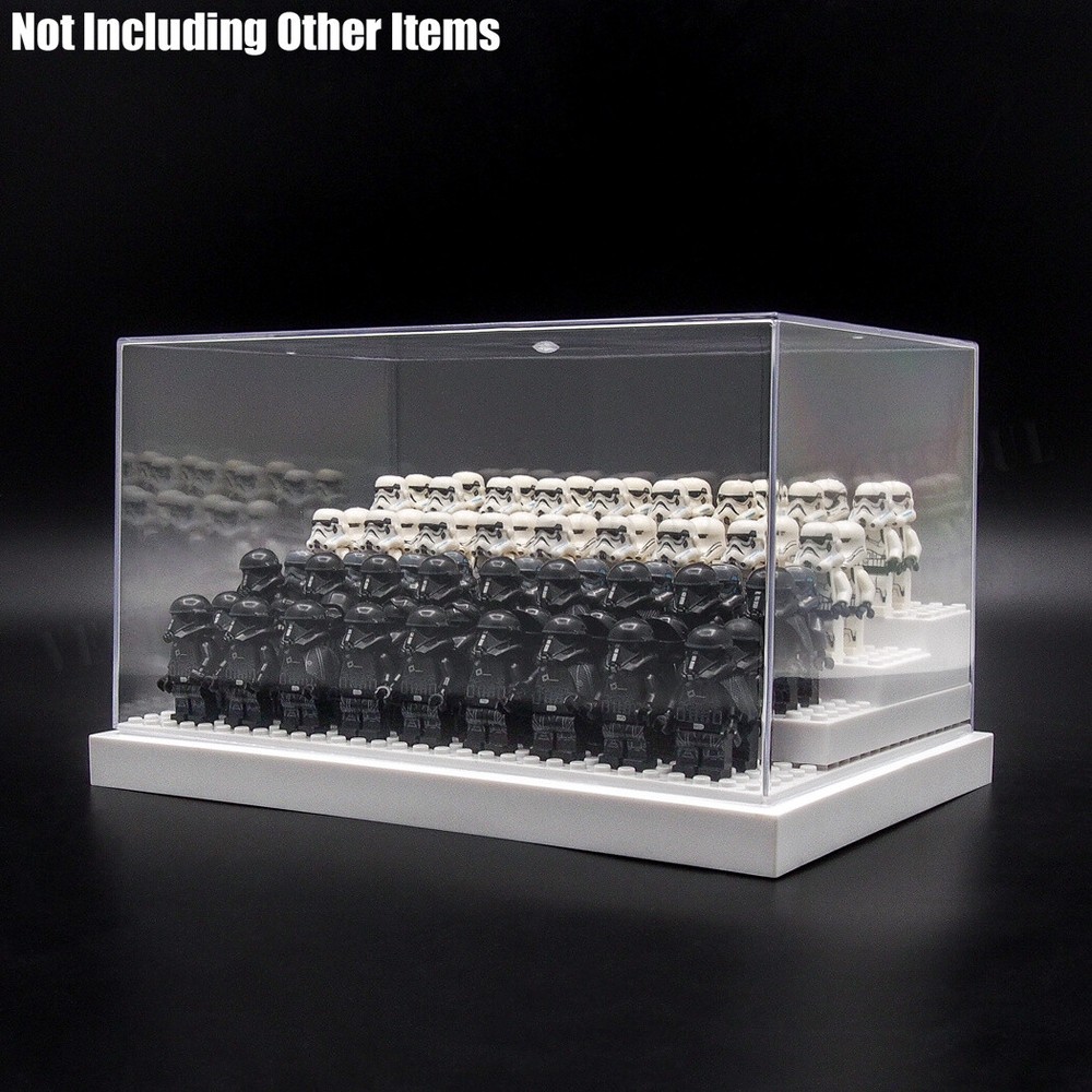 US White Acrylic Display Case Box 4 Steps For Building Blocks Plastic Base 24cm