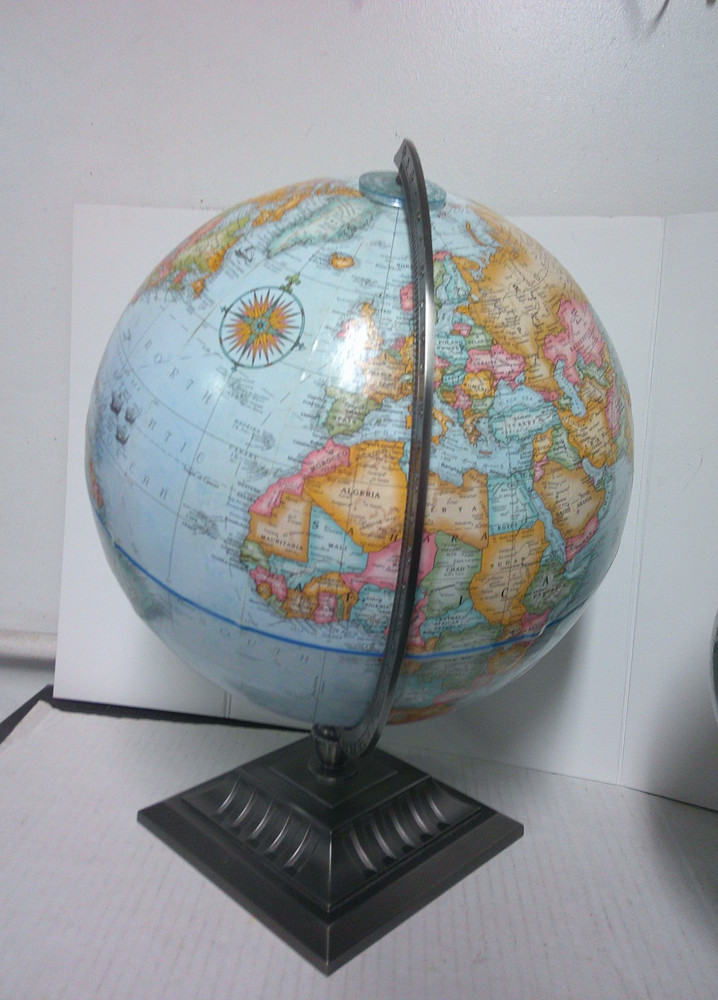 Replogle 12" Diameter World Classis Light Blue Globe Brushed Nickle Metal Base