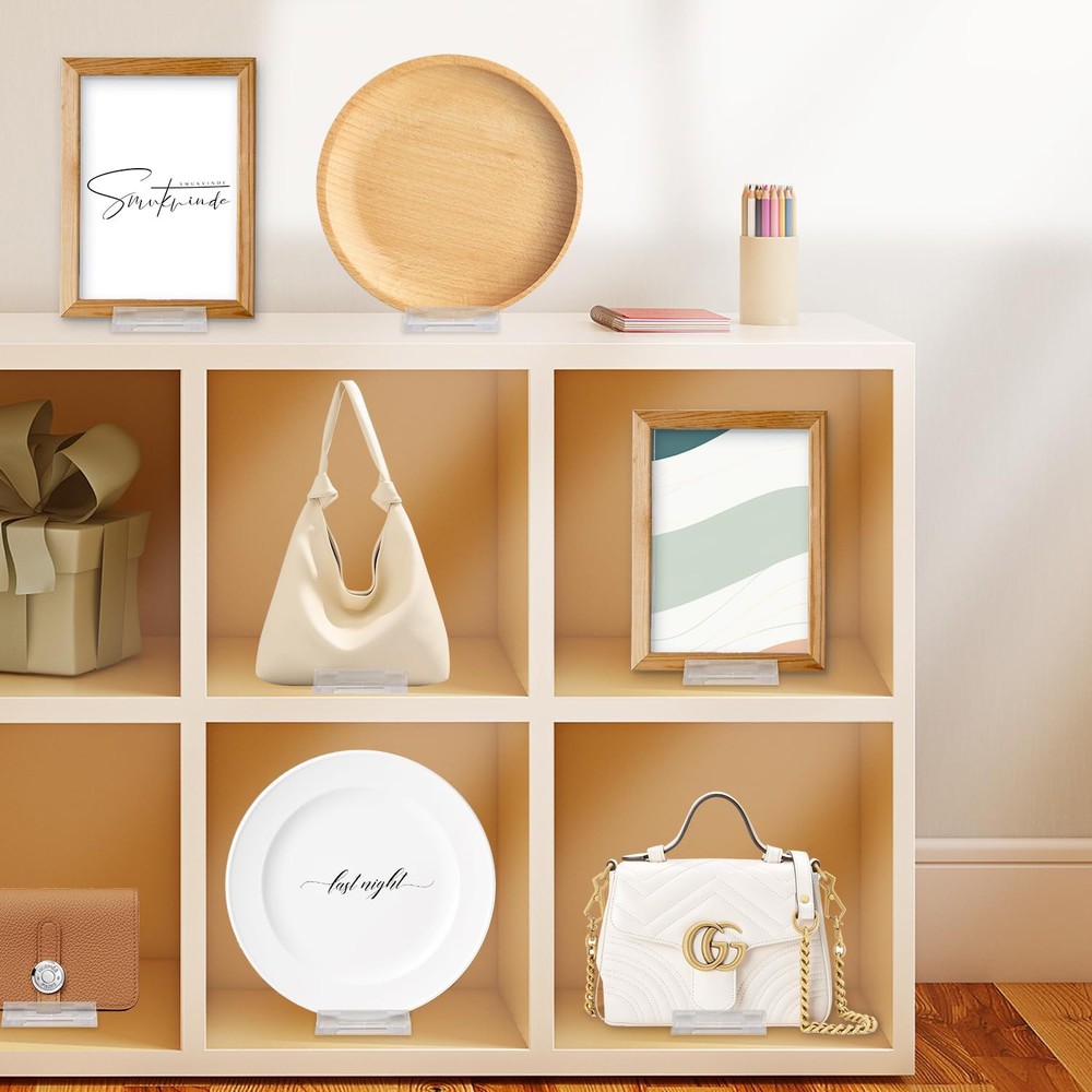 6 Pcs Acrylic Plate Stands Plastic Display Holders, Clear
