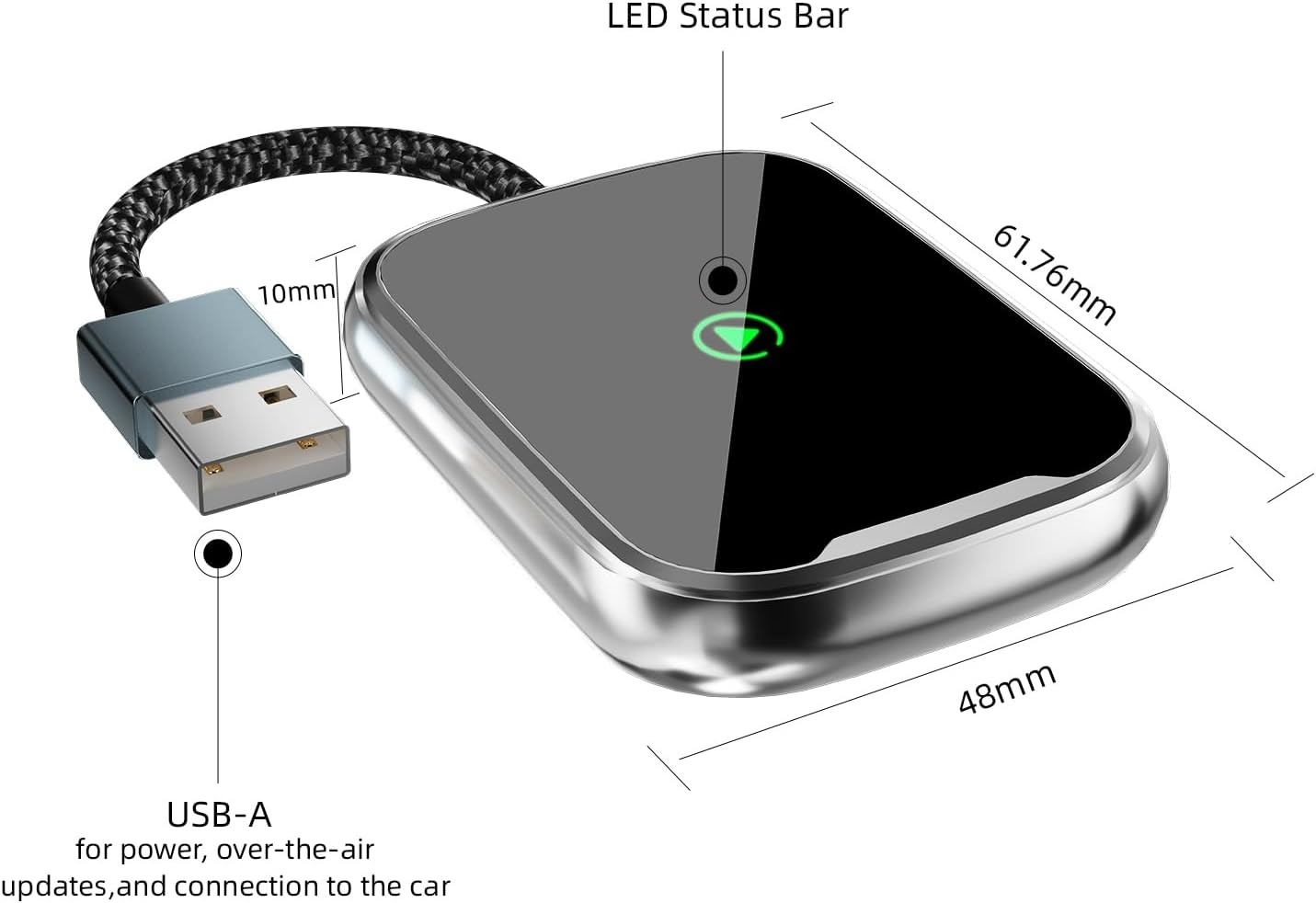 USB Wireless CarPlay Adapter For iPhone Apple Wireless Dongle Plug ＆Play Black