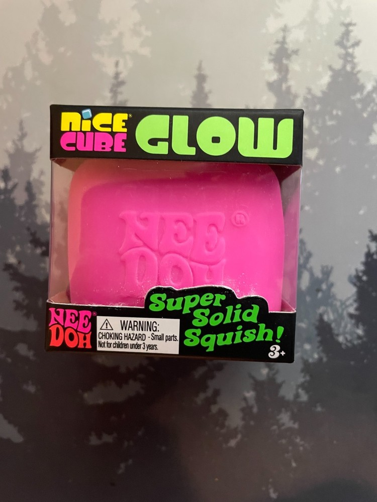 NEW - Needoh Nice Cube Glow ( PINK ) Sensory Squeeze Toy. SUPER SOLID SQUISH.