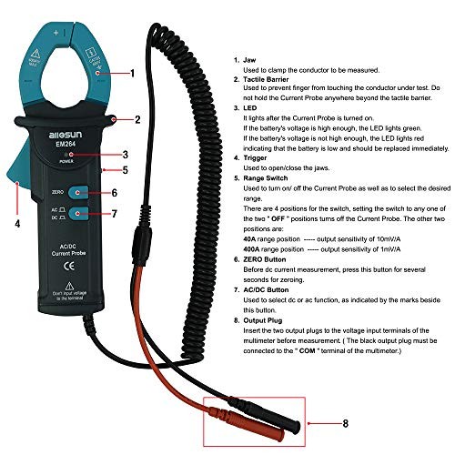 AC/DC Clamp Meter Multimeter 400A True RMS Current Tester, Hall Effect