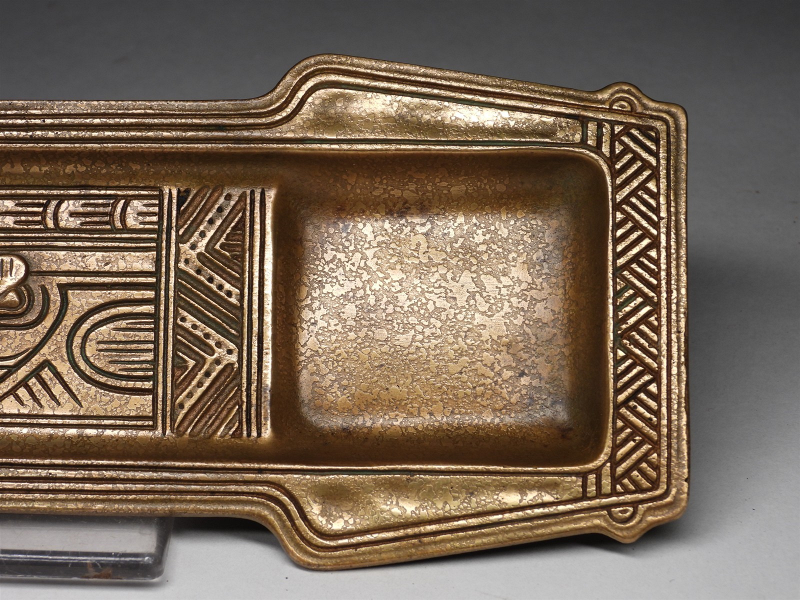 BEST! Tiffany Studios Dore Bronze Owl Pen Tray #1185