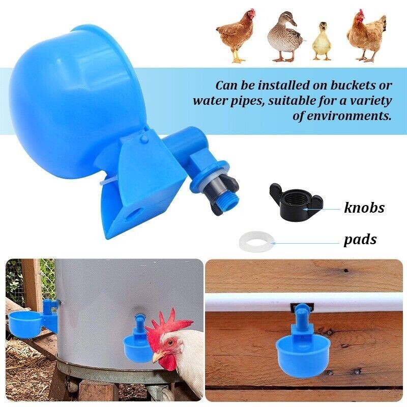 20PCS Automatic Water Cups Poultry Drinker Waterer Chicken Duck Quail Drinking