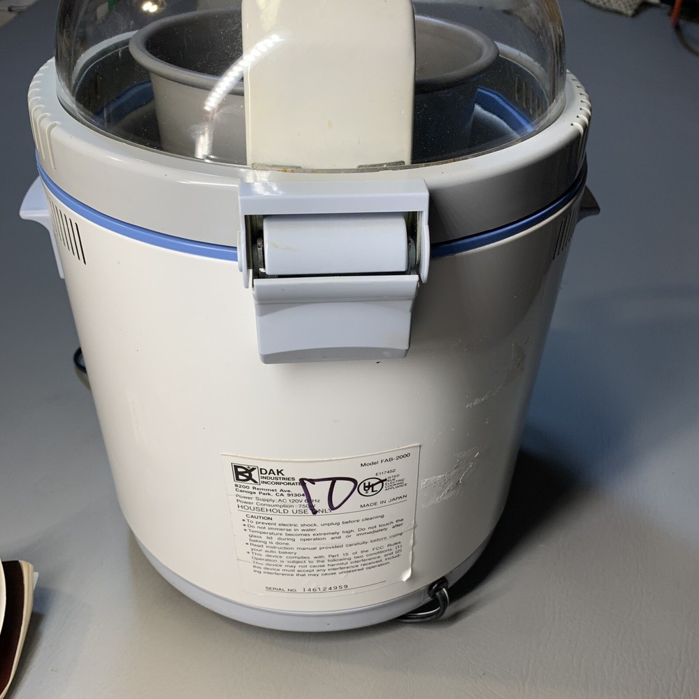 DAK Turbo Baker II FAB-2000 Bread Machine & Dough Maker - Works Great!