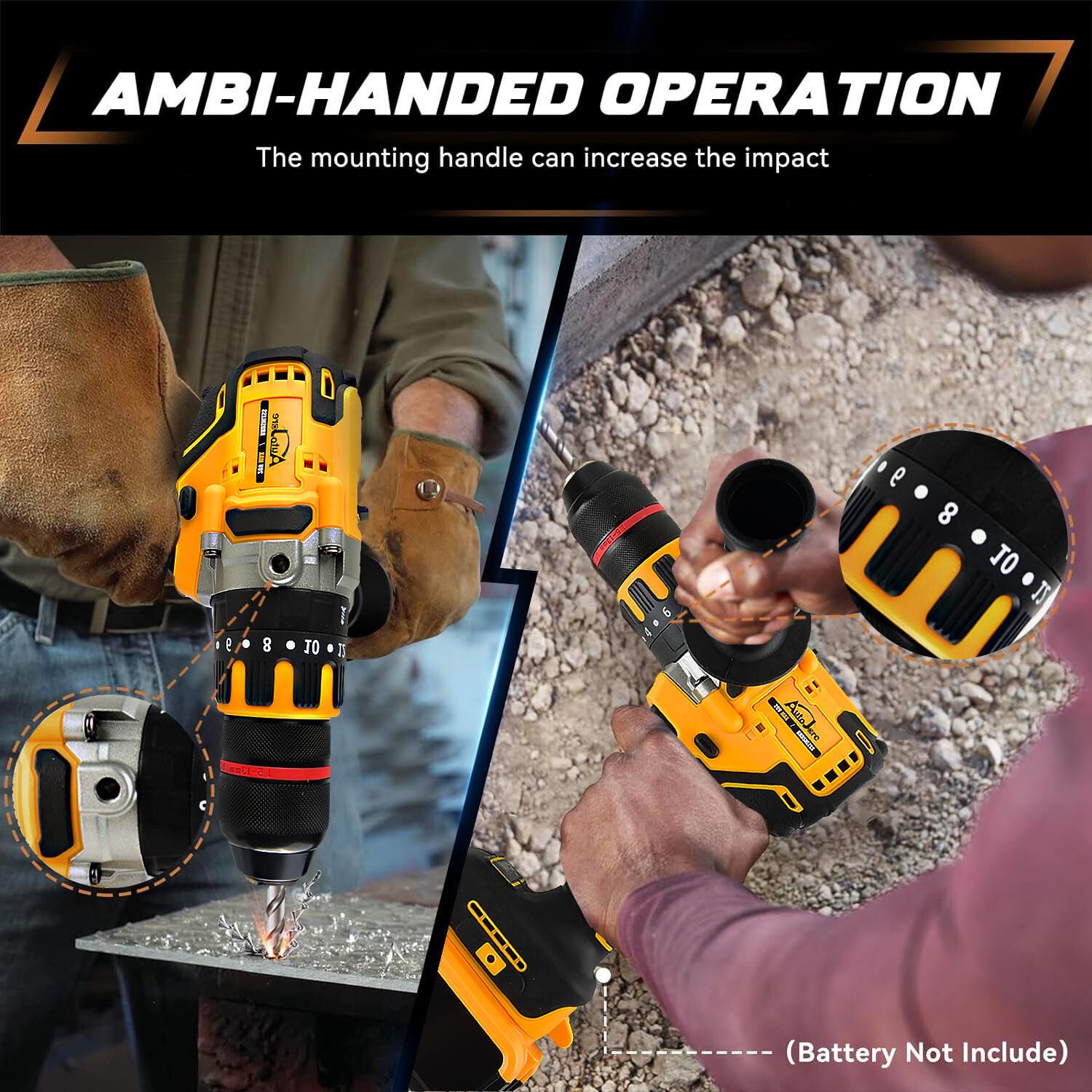 1/2" Cordless Drill Driver for Dewalt 20V Battery, Brushless Compact Drill Tool