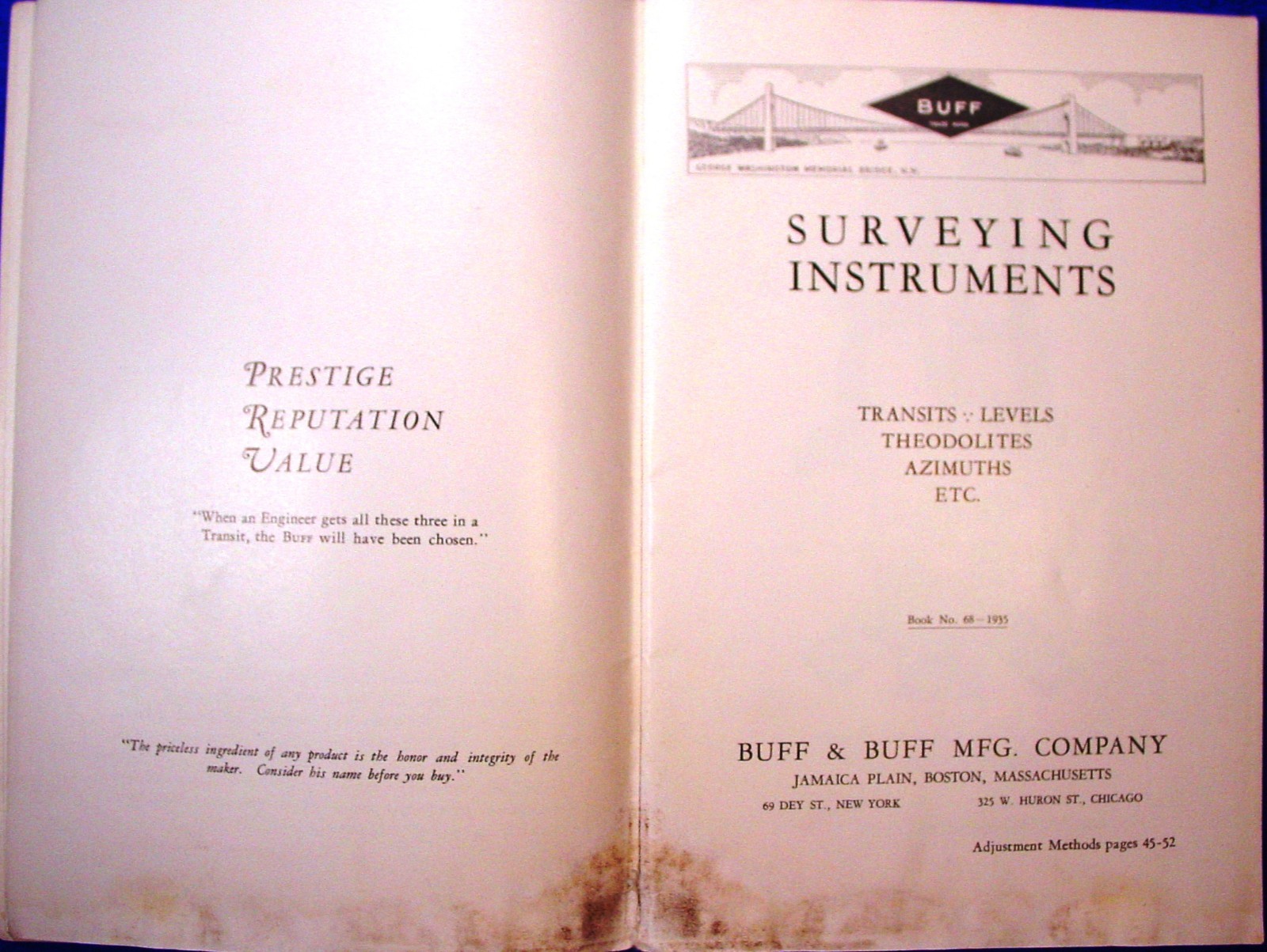 1935 Buff & Buff Surveying Insts. Catalog