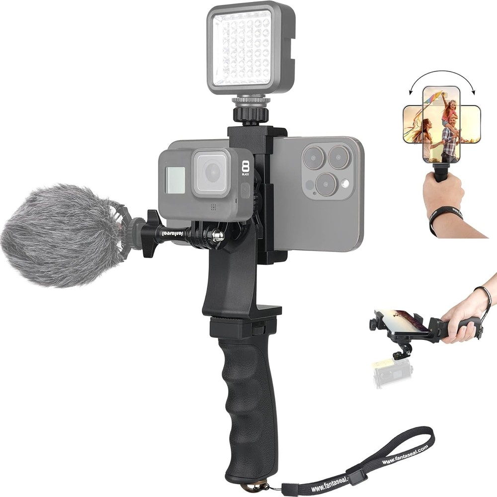 Portable Action Camera and Smartphone Hand Grip