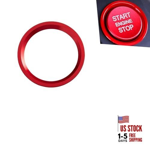 Start Button Cover, Engine One-Button Start-Stop Decorative Parts 2 PCS Red