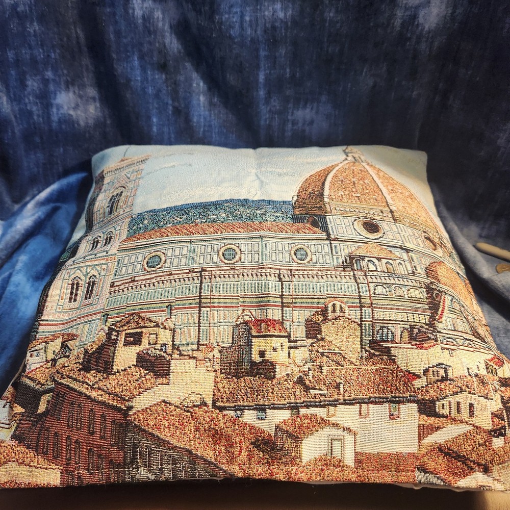 Needlepoint Petite Point stitched Jerusalem zippered pillowcase & Pillow