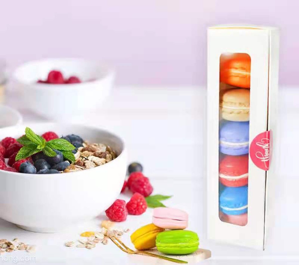30 Pack Macaron Boxes with Window White Pastry Packaging Container for 6 Bake...