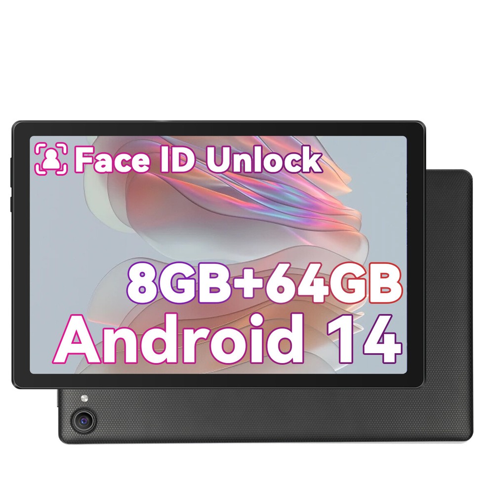AEEZO 10.1 inch Octa-Core Android14 Tablet 8+64GB ROM,Dual Camera Bluetooth WIFI