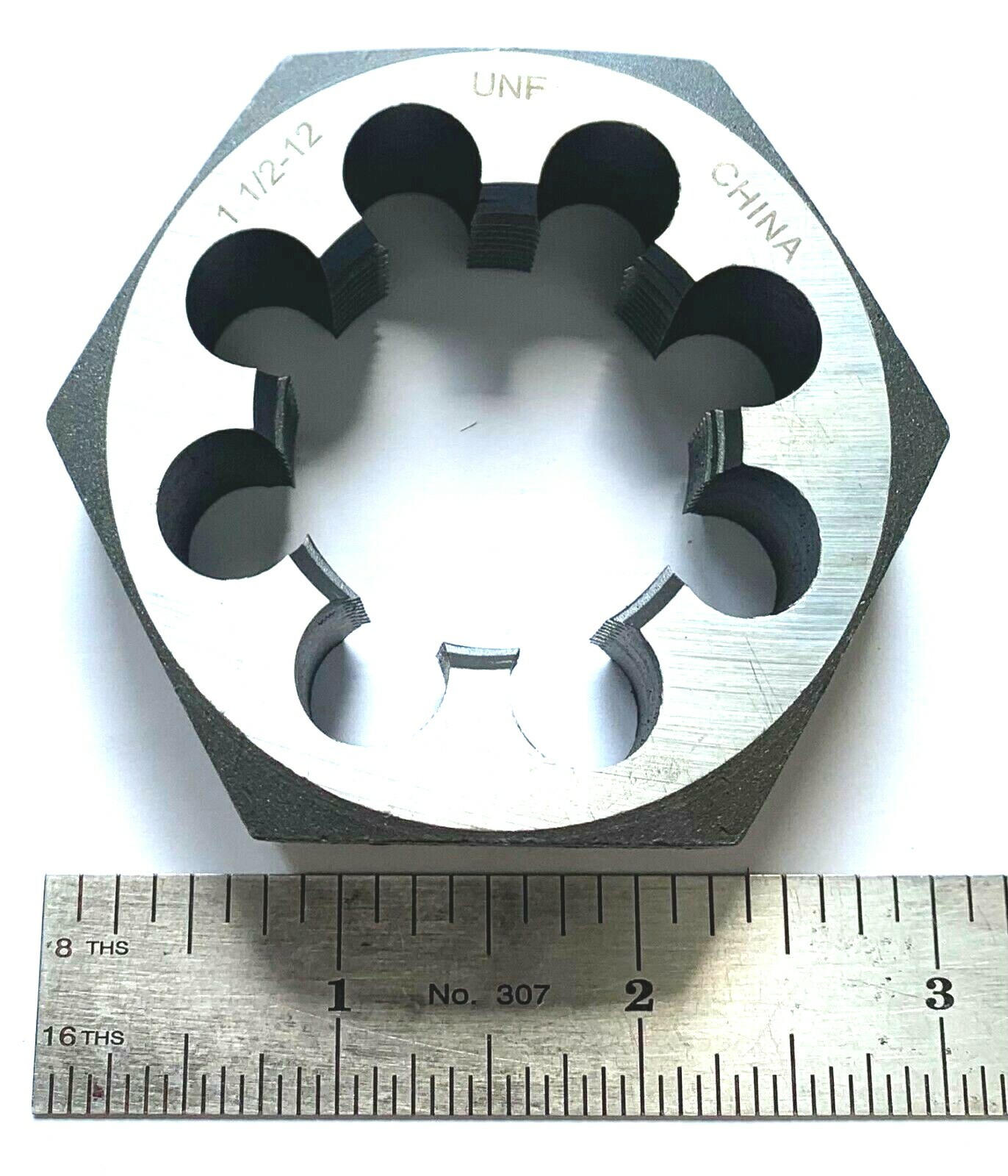 1-1/2-12 UNF CARBON STEEL HEX RETHREADING DIE - NEW!