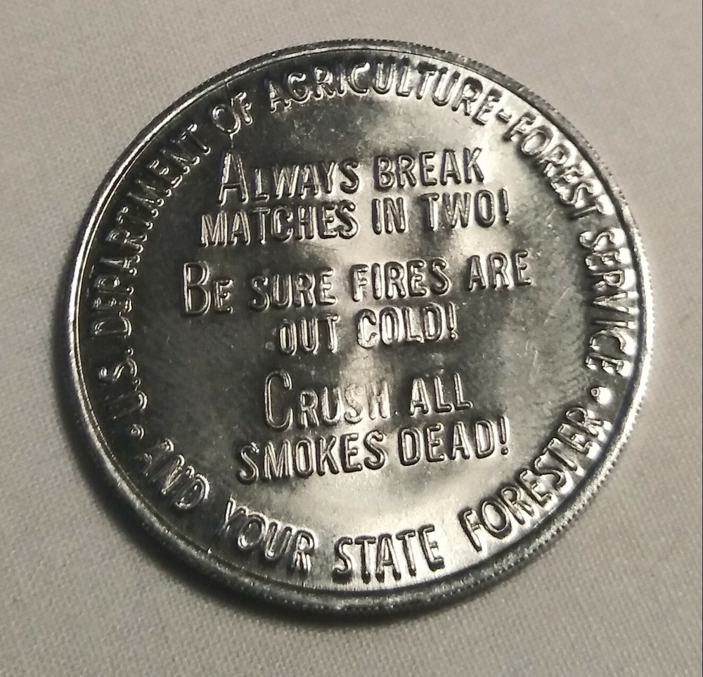Smokey The Bear Pinback and Token