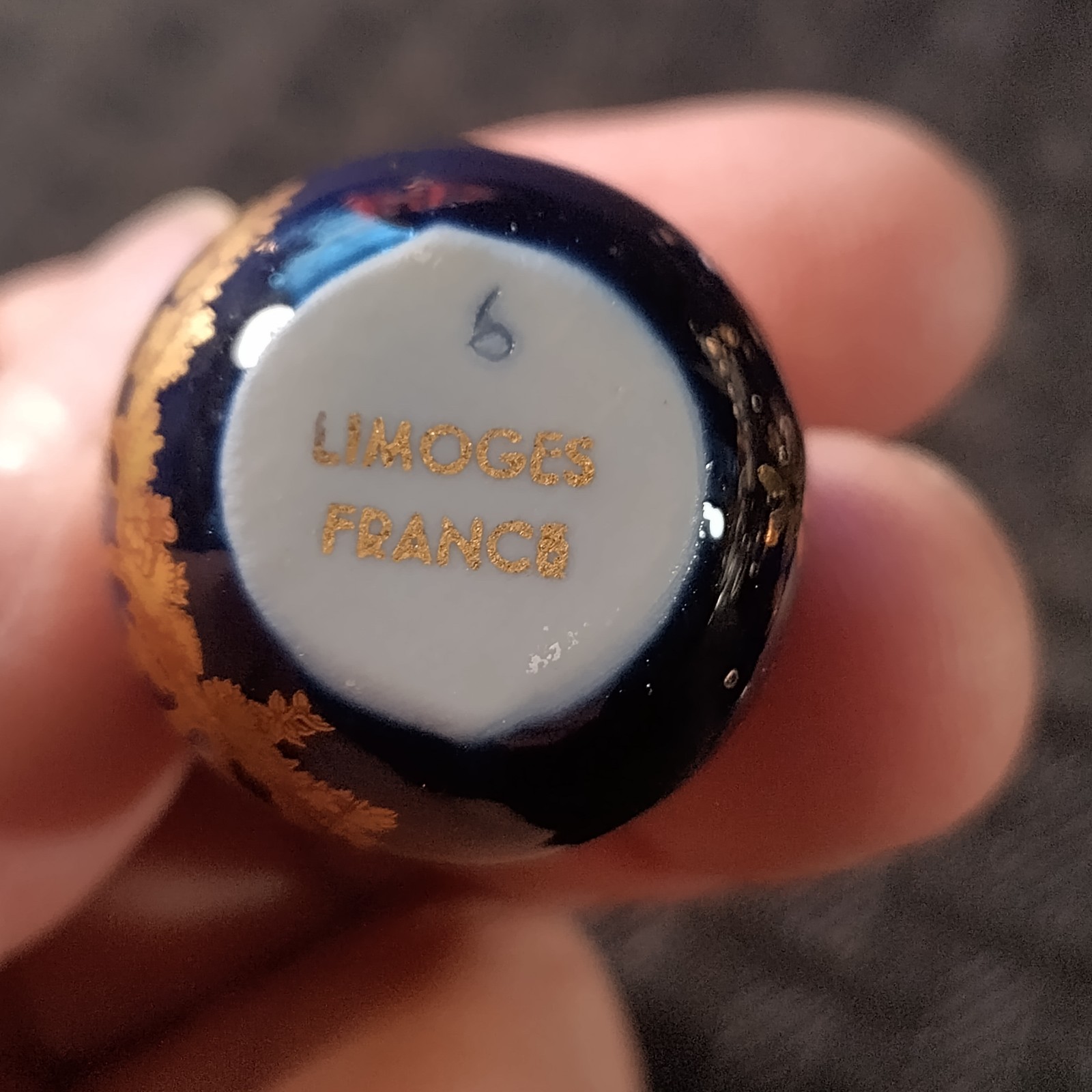 Limoges Cobalt Blue and Gold Miniatures Courting Couple Set Of 7 Pieces