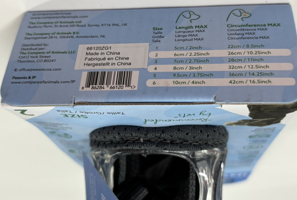 Baskerville Invisa Dog Basket Muzzle Clear & Grey Size 2