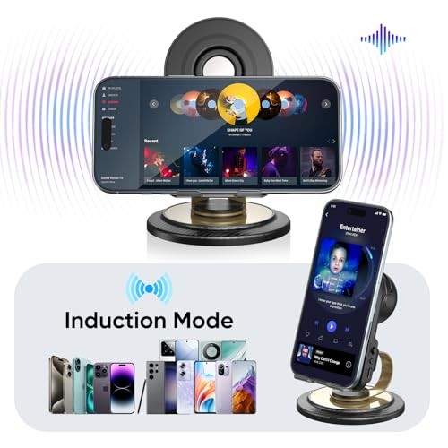 Cell Phone Stand with Instant Wireless Induction Bluetooth Speaker(Video