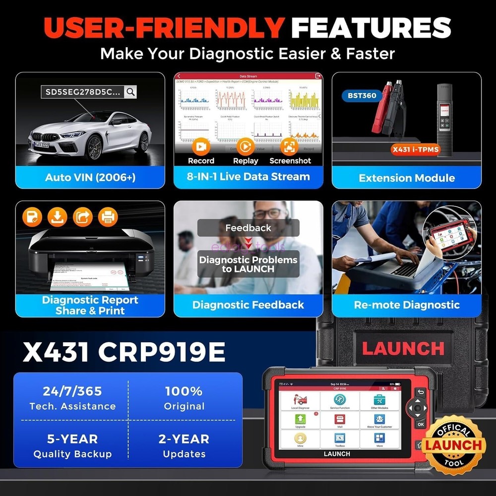 2026 LAUNCH CRP919E Diagnostic Scan Tool Full System OBD2 Scanner 35+ Services