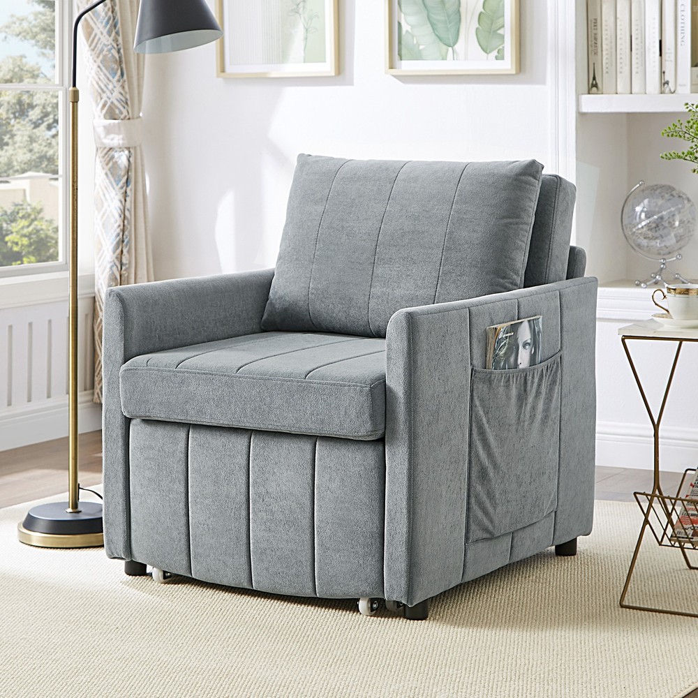 Upholstered Convertible Sleeper Sofa, 31.5" Pull Out Sofa Bed with 5-Position