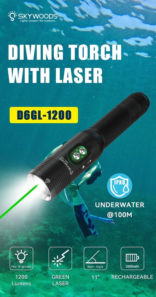 H2Odyssey SKYWOODS Scuba Diving Flashlights Dive Light Torch - 3 Models