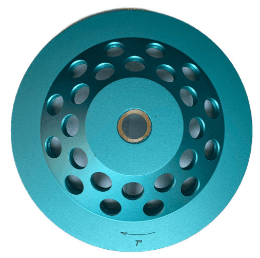 7" Double Row Cup Wheel Concrete Surface Grinding, 7/8" non-threaded Arbor