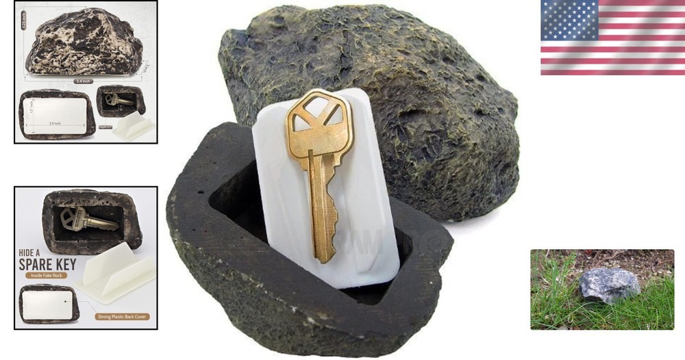 Weatherproof Outdoor Key Holder - Authentic-Looking Rock Design for Security