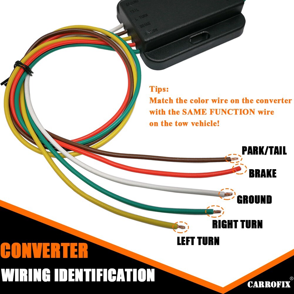 LED Compatible 3 Wire to 2 Wire Taillight Converter with 4 Way Trailer Connector