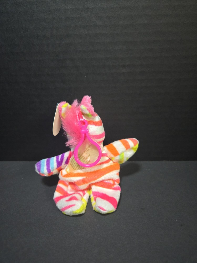 Mini 4" Rainbow Zebra Clipon & Finger Puppet Toy