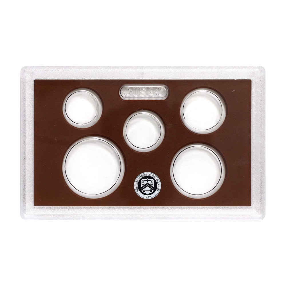 Empty Lens With Brown Insert 5 Coins Small Dollar, Half, Dime, Nickel, Cent