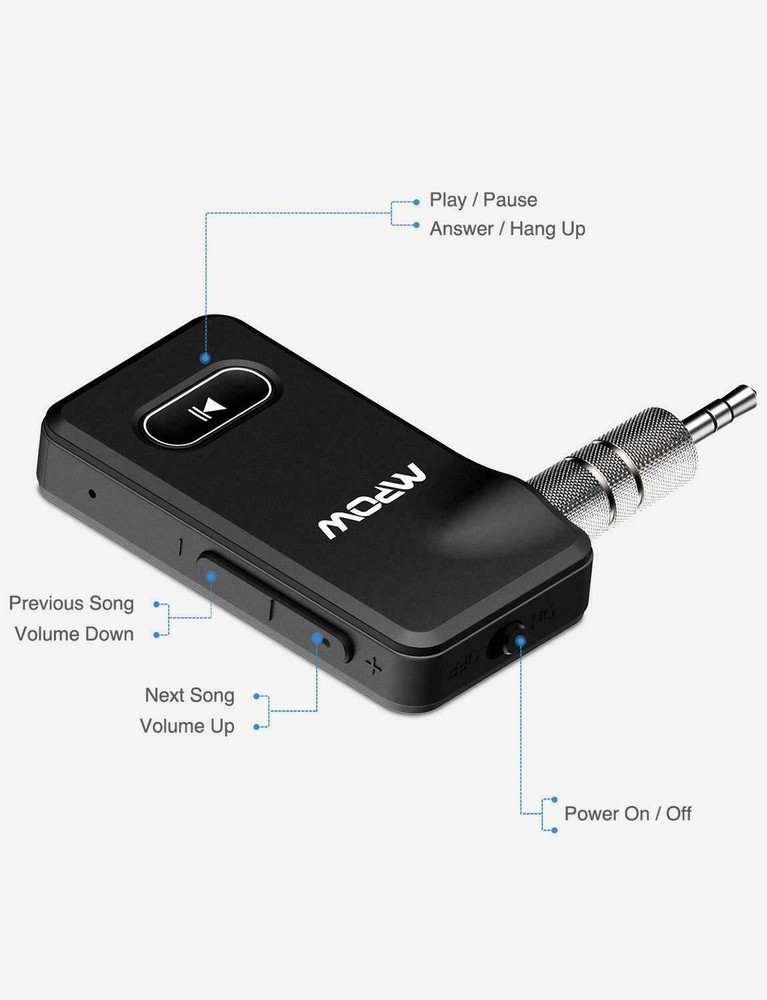 Adaptador de Auto Auxiliar Portátil para Receptor Bluetooth para Música Mp3